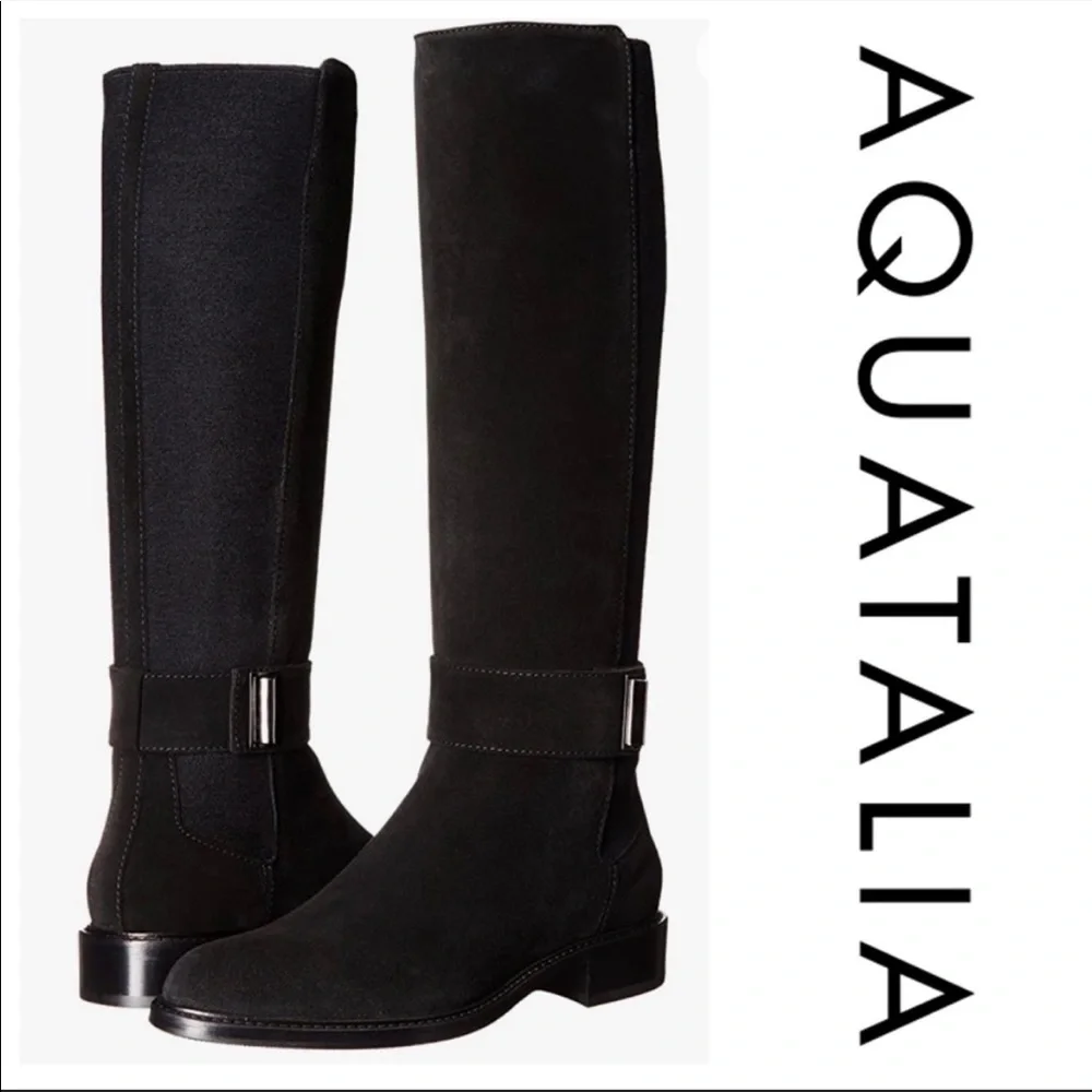 Aquatalia Giada Black Suede Leather
Tall Zip Up Riding Boots Size 7.5 - Picture 1 of 12